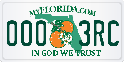 FL license plate 0003RC