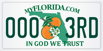 FL license plate 0003RD