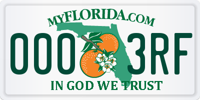 FL license plate 0003RF