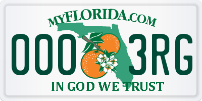 FL license plate 0003RG