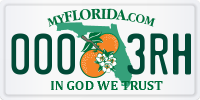 FL license plate 0003RH