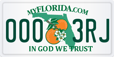 FL license plate 0003RJ