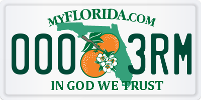 FL license plate 0003RM