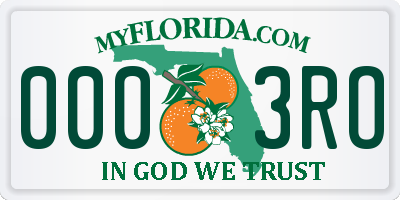 FL license plate 0003RO