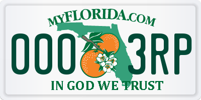 FL license plate 0003RP