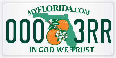 FL license plate 0003RR