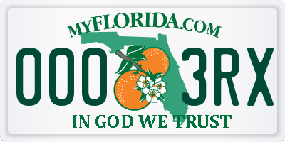 FL license plate 0003RX