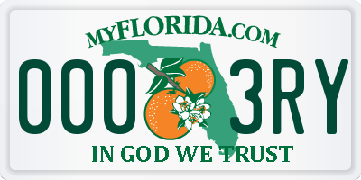 FL license plate 0003RY