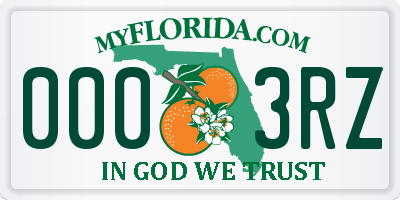 FL license plate 0003RZ