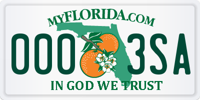 FL license plate 0003SA