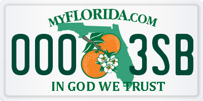 FL license plate 0003SB