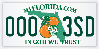 FL license plate 0003SD