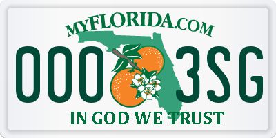 FL license plate 0003SG