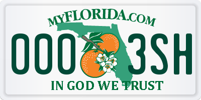 FL license plate 0003SH