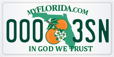 FL license plate 0003SN