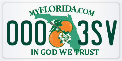 FL license plate 0003SV