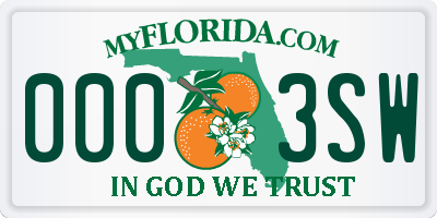 FL license plate 0003SW