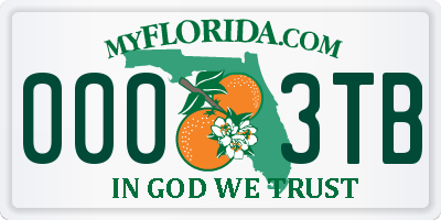 FL license plate 0003TB