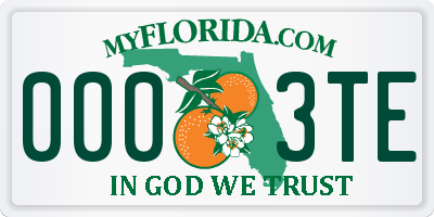 FL license plate 0003TE