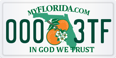 FL license plate 0003TF