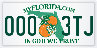 FL license plate 0003TJ