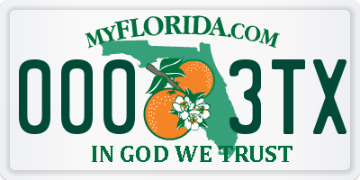 FL license plate 0003TX