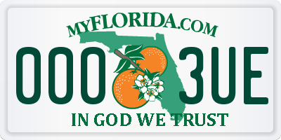 FL license plate 0003UE