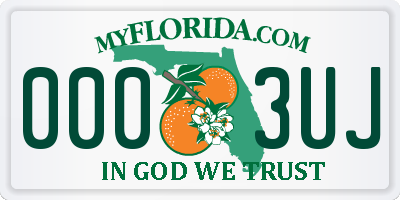 FL license plate 0003UJ