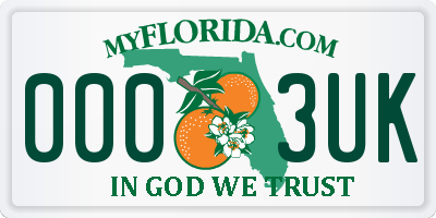 FL license plate 0003UK