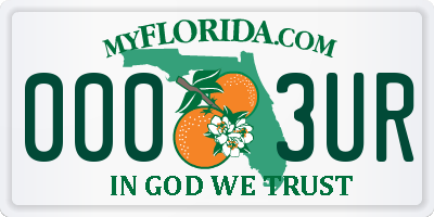 FL license plate 0003UR