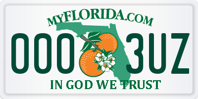 FL license plate 0003UZ