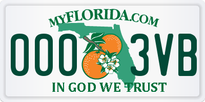 FL license plate 0003VB