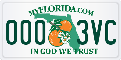 FL license plate 0003VC