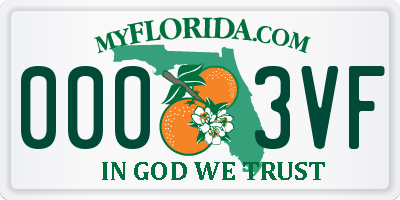 FL license plate 0003VF