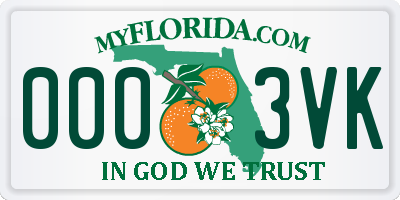 FL license plate 0003VK