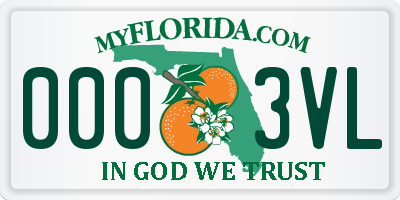 FL license plate 0003VL