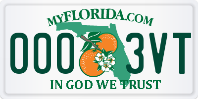 FL license plate 0003VT