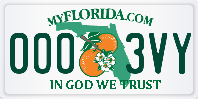 FL license plate 0003VY