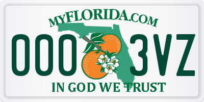 FL license plate 0003VZ