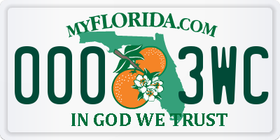 FL license plate 0003WC