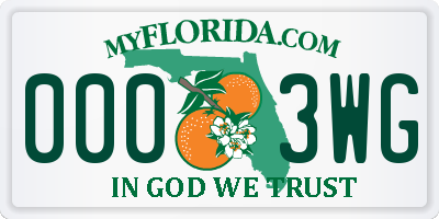 FL license plate 0003WG