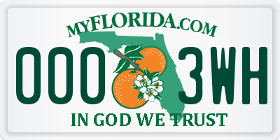 FL license plate 0003WH