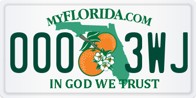 FL license plate 0003WJ