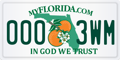 FL license plate 0003WM