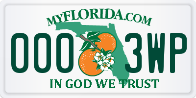 FL license plate 0003WP