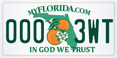 FL license plate 0003WT