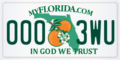 FL license plate 0003WU