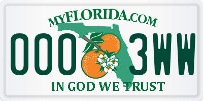 FL license plate 0003WW