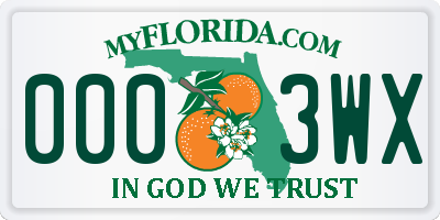 FL license plate 0003WX