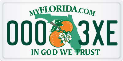 FL license plate 0003XE